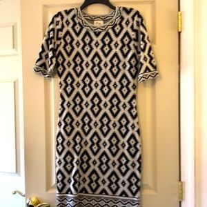 Beige by eci black silver and white dress